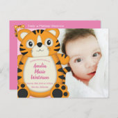 Tiger Baby shower roze Briefkaart (Voorkant / Achterkant)