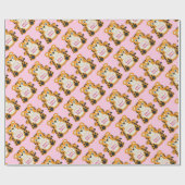 Tiger Baby shower roze Cadeaupapier (Vlak)