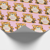 Tiger Baby shower roze Cadeaupapier (Hoek)