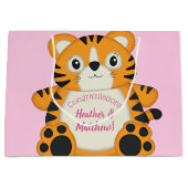 Tiger Baby shower roze Groot Cadeauzakje (Voorkant)