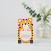Tiger Baby shower roze Informatiekaartje (Staand voorkant)