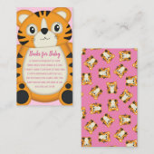 Tiger Baby shower roze Informatiekaartje (Voorkant / Achterkant)