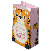 Tiger Baby shower roze Klein Cadeauzakje (Achterkant Gekanteld)