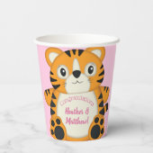 Tiger Baby shower roze Papieren Bekers (Achterkant)