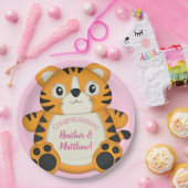 Tiger Baby shower roze Papieren Bordje (Feest)