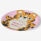 Tiger Baby shower roze Papieren Bordje (Gekanteld)