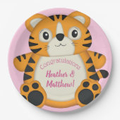 Tiger Baby shower roze Papieren Bordje (Voorkant)