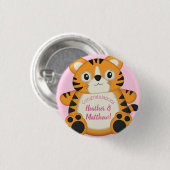 Tiger Baby shower roze Ronde Button 3,2 Cm (Voorkant /achterkant)