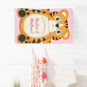 Tiger Baby shower roze Spandoek (Insitu)