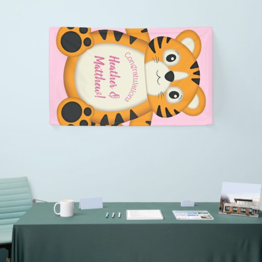 Tiger Baby shower roze Spandoek (Beurs)