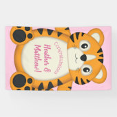 Tiger Baby shower roze Spandoek (Horizontaal)