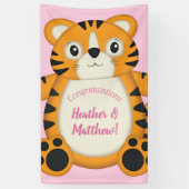Tiger Baby shower roze Spandoek (Verticaal)