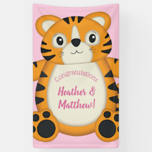 Tiger Baby shower roze Spandoek