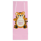 Tiger Baby shower roze Wijn Cadeautas (Achterkant)