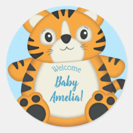 Tiger Baby shower Safari Ronde Sticker