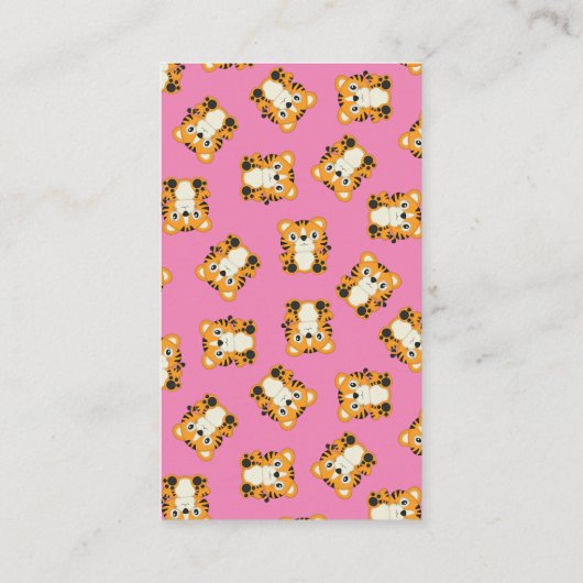 Tiger Baby shower Safari Roze Meisje Informatiekaartje (Achterkant)