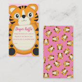 Tiger Baby shower Safari Roze Meisje Informatiekaartje (Voorkant / Achterkant)