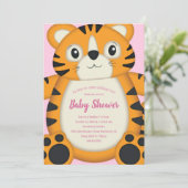 Tiger Baby shower Safari Roze Meisje Kaart (Staand voorkant)