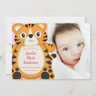 Tiger Baby shower Safari Roze Meisje Kaart