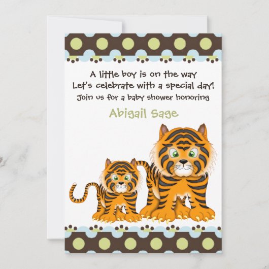 Tiger Baby shower uitnodiging voor jongens (Voorkant)