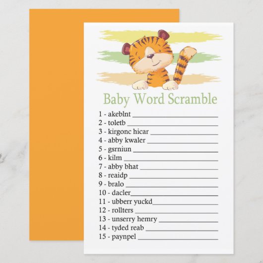 Tiger Baby word scramble game (Voorkant / Achterkant)
