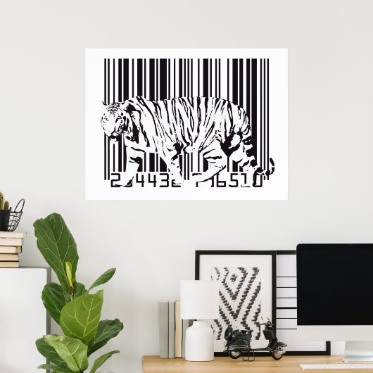 Tiger Barcode Art Poster (Thuiskantoor)