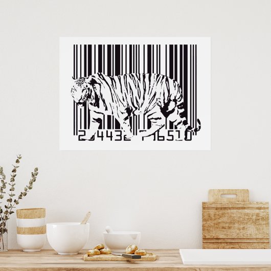 Tiger Barcode Art Poster (Keuken)