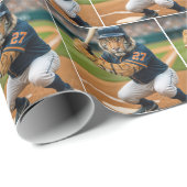 Tiger Baseball Player #27 Up To Bat Cadeaupapier (Rol Hoek)