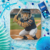 Tiger Baseball Player #27 Up To Bat Papieren Bordje (Feest)