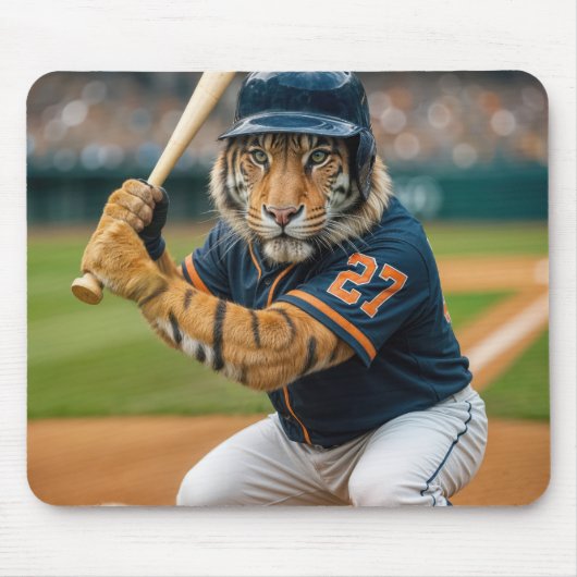 Tiger Baseball Player Up To Bat Muismat (Voorkant)