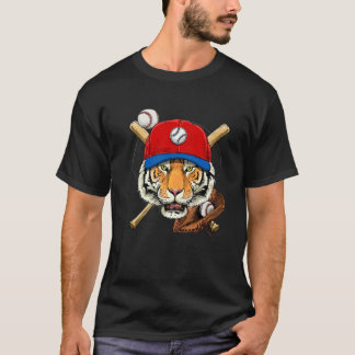 Tiger Baseball Tiger overvalt honkbalspeler T-shirt