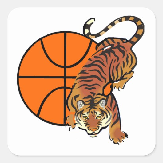 Tiger Basketbal T-shirts en geschenken Vierkante Sticker (Voorkant)