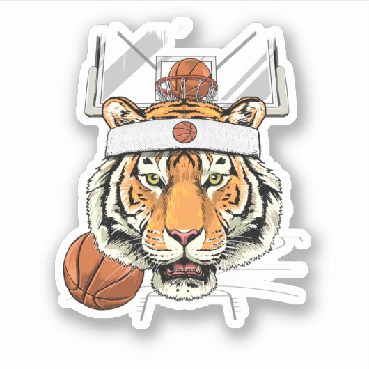 Tiger Basketball Tiger Lovers Basketball Player. P Sticker (Voorkant)