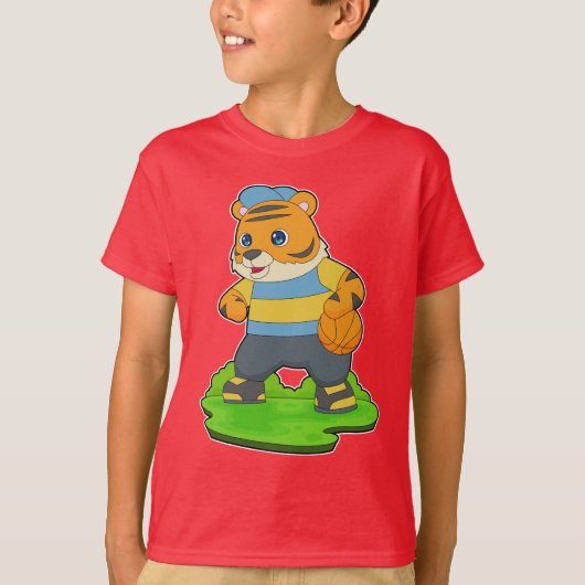 Tiger Basketbalspeler Basketbal T-shirt (Voorkant)
