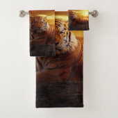 Tiger Bathroom Towel Set Bad Handdoek (Insitu)