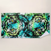 Tiger Beach Towel - kleurrijke tijgerogen Strandlaken (Voorkant)