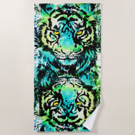 Tiger Beach Towel - kleurrijke tijgerogen Strandlaken