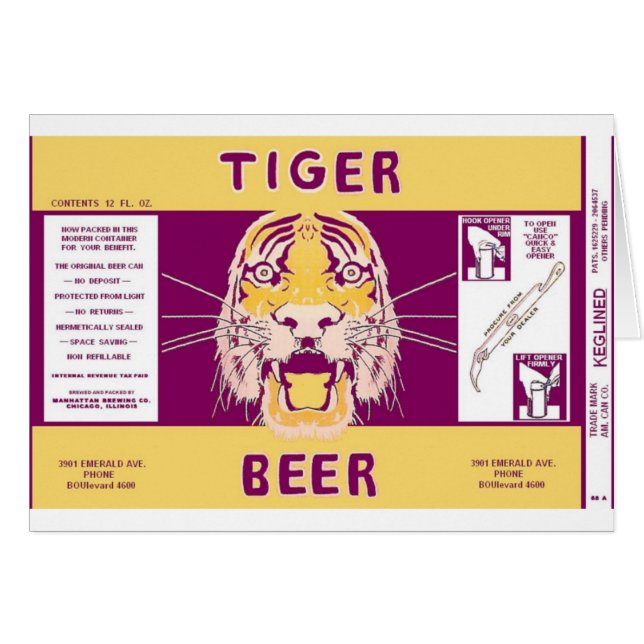 Tiger Beer Manhattan Brewing Chicago Illinois Can (Voorkant Horizontaal)