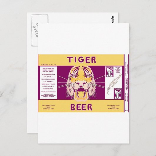 Tiger Beer Manhattan Brewing Chicago Illinois Can Briefkaart (Voorkant / Achterkant)