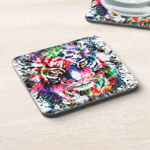 Tiger Beverage Coaster | Tijgertekening Abstract