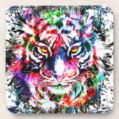 Tiger Beverage Coaster | Tijgertekening Abstract Bier Onderzetter (Voorkant)