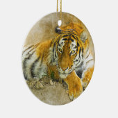 Tiger Big cat Mammal Canvas Style Natuur Animal Keramisch Ornament (Rechts)