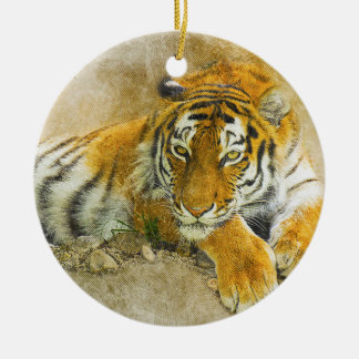 Tiger Big cat Mammal Canvas Style Natuur Animal Keramisch Ornament