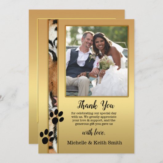 Tiger Big Cats Foto Weddenschap Hartelijk dank Save The Date (Voorkant / Achterkant)