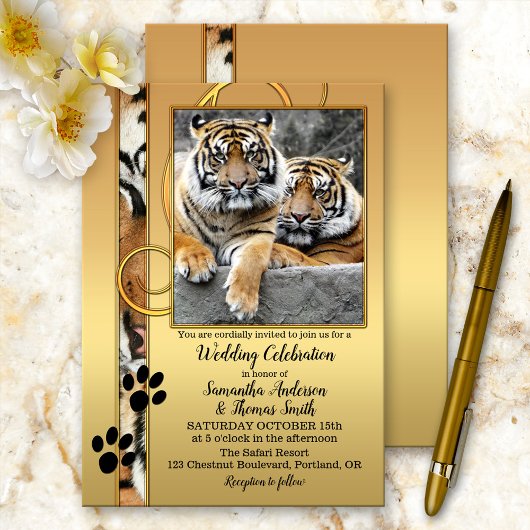 Tiger Big Cats Zoo of Safari Wedding Invitation Kaart