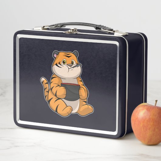 Tiger bij Eten met Bowl (In situ)