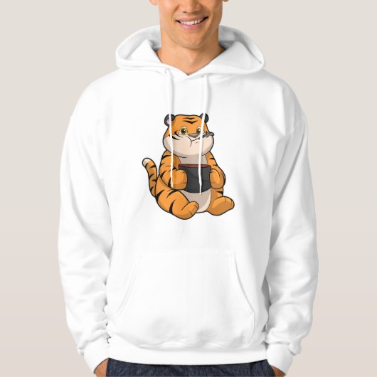 Tiger bij Eten met Bowl Hoodie (Voorkant)