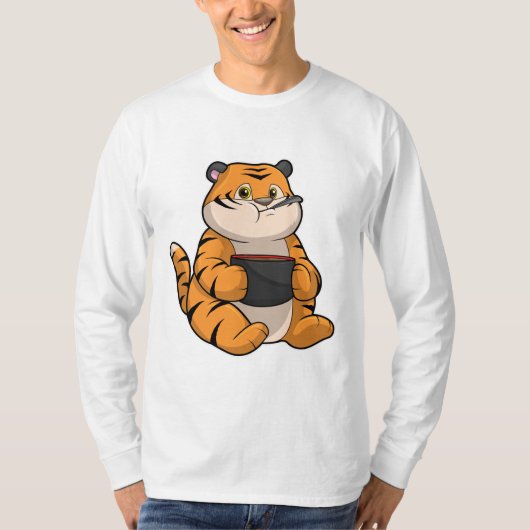 Tiger bij Eten met Bowl T-shirt (Voorkant)