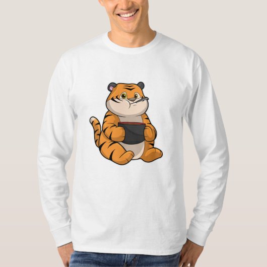 Tiger bij Eten met Bowl T-shirt (Voorkant)