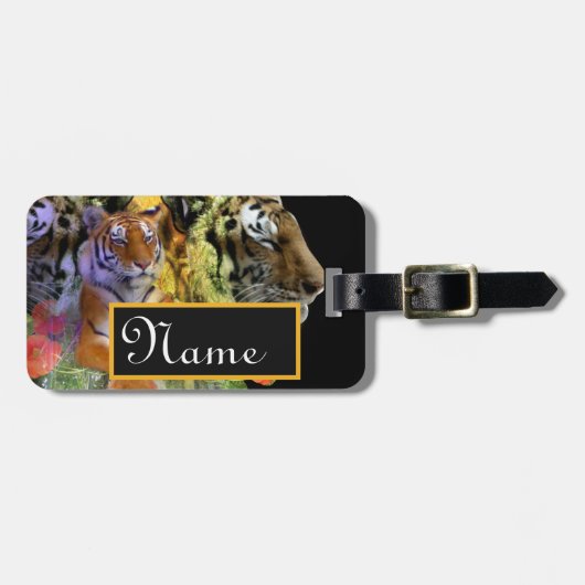 Tiger bij Henry Doorly Zoo Bagagelabel (Voorkant horizontaal)